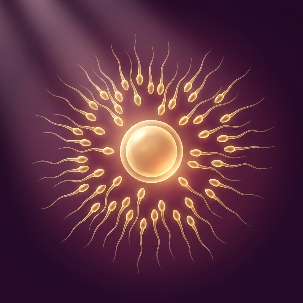 Many sperm around an egg